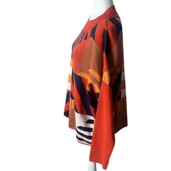 NWT SKFK Karle Organic Cotton Orange Blue Gold Print Knit Sweater - Picture 7 of 12